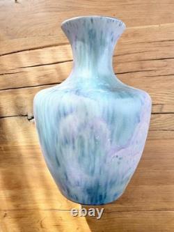 Vintage studio art pottery vase purple blue pink signed modern home decor gift