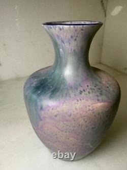 Vintage studio art pottery vase purple blue pink signed modern home decor gift