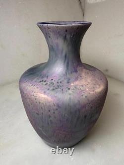 Vintage studio art pottery vase purple blue pink signed modern home decor gift