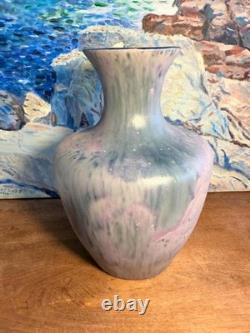 Vintage studio art pottery vase purple blue pink signed modern home decor gift