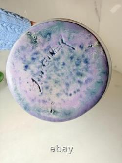 Vintage studio art pottery vase purple blue pink signed modern home decor gift