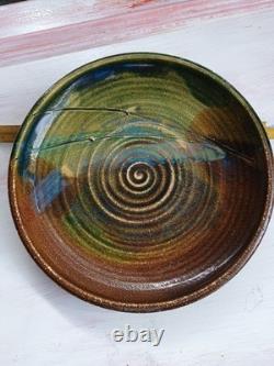 Vintage studio pottery 9 plate signed