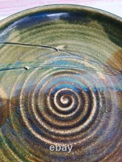 Vintage studio pottery 9 plate signed