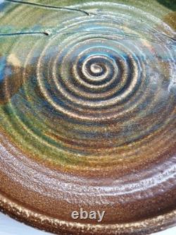 Vintage studio pottery 9 plate signed