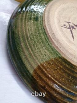 Vintage studio pottery 9 plate signed