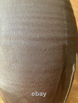 Vintage studio pottery large Vase mid century modern overlap glaze earthtone mcm