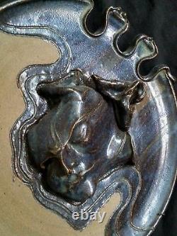 Vintage studio pottery sculpted stoneware glazed plate 13 inches, Artist signed