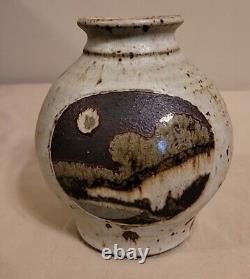 Virginia Dudley Vintage Signed Studio Pottery Ceramic Arts & Crafts Design Vase