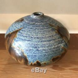 Vivika and Otto Heino weed pot Blue & Rust Decoration Vintage Studio Pottery