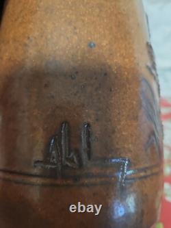 Vntg MC Art Pottery Pitcher With Matching Cups Artist Signed
