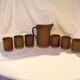 Vntg Martz Marshall Studios Stoneware Pitcher & 6 Tumblers signed Mid Century