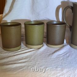 Vntg Martz Marshall Studios Stoneware Pitcher & 6 Tumblers signed Mid Century