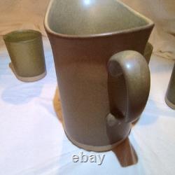 Vntg Martz Marshall Studios Stoneware Pitcher & 6 Tumblers signed Mid Century Vntg Martz Marshall Studios Stoneware Pitcher & 6 Tumblers signed Mid Century