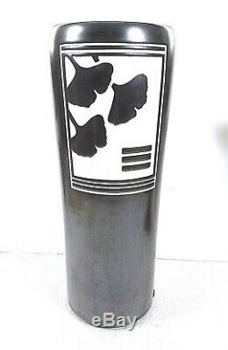 Vtg 14 Reid Ozaki Porcelain Studio Art Pottery Vase Black White Ginkgo Leaf