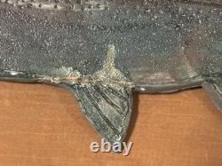 Vtg 15 Raku Black Stoneware Studio Art Trout Salmon Wall Art Fish Turquoise