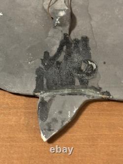 Vtg 15 Raku Black Stoneware Studio Art Trout Salmon Wall Art Fish Turquoise
