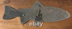 Vtg 15 Raku Black Stoneware Studio Art Trout Salmon Wall Art Fish Turquoise
