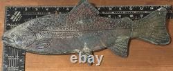 Vtg 15 Raku Black Stoneware Studio Art Trout Salmon Wall Art Fish Turquoise