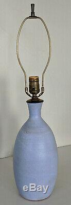 Vtg. 1950s Robert L. Morgan Sky Blue Studio Pottery Lamp, NH Mid Century Modern