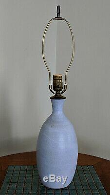 Vtg. 1950s Robert L. Morgan Sky Blue Studio Pottery Lamp, NH Mid Century Modern