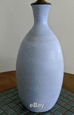 Vtg. 1950s Robert L. Morgan Sky Blue Studio Pottery Lamp, NH Mid Century Modern