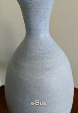 Vtg. 1950s Robert L. Morgan Sky Blue Studio Pottery Lamp, NH Mid Century Modern