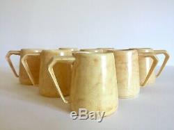 Vtg 1964 MID Century Modern Studio Pottery Butter Yellow Ceramic Mugs 8pc Set