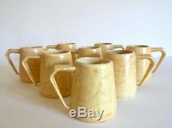 Vtg 1964 MID Century Modern Studio Pottery Butter Yellow Ceramic Mugs 8pc Set