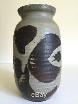 Vtg 1965 MID Century Organic Modern Studio Pottery Stoneware Signed Ceramic Vase