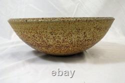 Vtg 1970s Studio Art Pottery Stoneware Bowl Incised Design Abstract Fish Signed