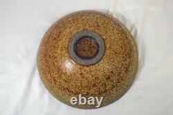 Vtg 1970s Studio Art Pottery Stoneware Bowl Incised Design Abstract Fish Signed