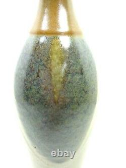 Vtg 1984 Art Pottery Vase Brown Gray Hand Dipped Glaze Lofts Mill Bloomington IL