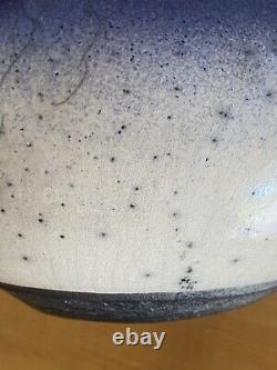 Vtg 1987 Raku Studio Pottery SIGNED Ed  Weed Pot Ceramic Bud Vase Blue White