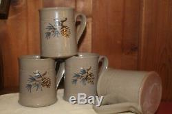 Vtg 1990 Jugtown Ware Studio Pottery Hand Thrown Glazed Coffee Mugs
