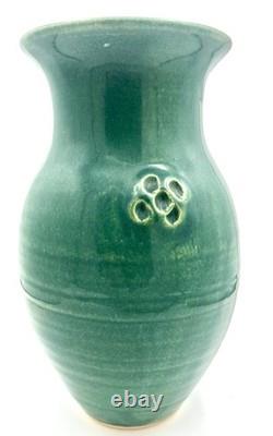 Vtg 1995 Ben Owen III Dogwood Vase 10 Patina Green Glaze Signed Early Work