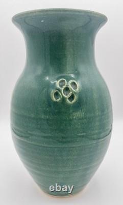 Vtg 1995 Ben Owen III Dogwood Vase 10 Patina Green Glaze Signed Early Work