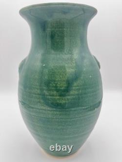 Vtg 1995 Ben Owen III Dogwood Vase 10 Patina Green Glaze Signed Early Work