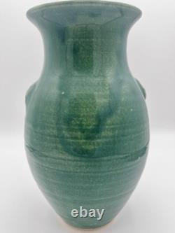Vtg 1995 Ben Owen III Dogwood Vase 10 Patina Green Glaze Signed Early Work