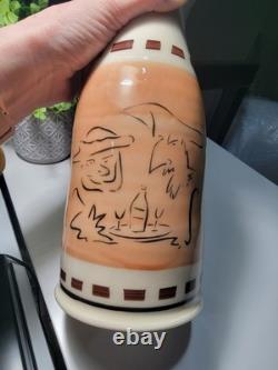Vtg 80s John Paige David Thorbeck Memphis Studio Pottery Signed Sgraffito scene