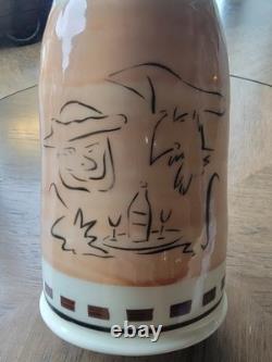 Vtg 80s John Paige David Thorbeck Memphis Studio Pottery Signed Sgraffito scene