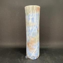 Vtg ANDERSEN DESIGN Studio Pottery 9-3/4 Tall Oval Vase TREES Blue Brown Gray
