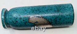Vtg. Art Deco Wilhelm Kage GUSTAVSBERG ARGENTA VASE Sterling Silver Fish Overlay