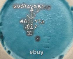 Vtg. Art Deco Wilhelm Kage GUSTAVSBERG ARGENTA VASE Sterling Silver Fish Overlay