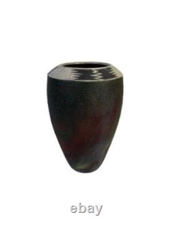 Vtg Beautiful MCM Southwest Style Raku Vase Signed 11