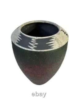 Vtg Beautiful MCM Southwest Style Raku Vase Signed 11