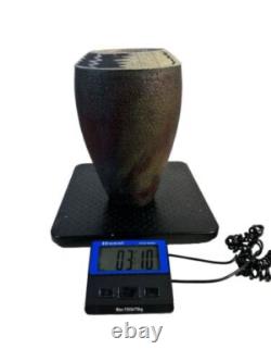 Vtg Beautiful MCM Southwest Style Raku Vase Signed 11