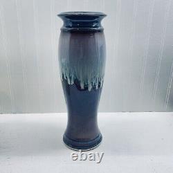 Vtg Bill Campbell Studio Art Pottery Vase Crystalline Drip Glaze 13 1/2