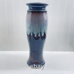 Vtg Bill Campbell Studio Art Pottery Vase Crystalline Drip Glaze 13 1/2