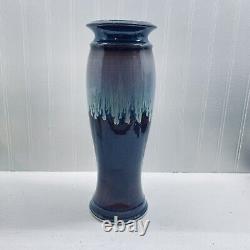 Vtg Bill Campbell Studio Art Pottery Vase Crystalline Drip Glaze 13 1/2