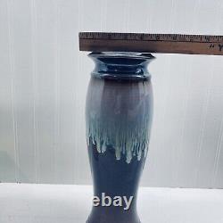 Vtg Bill Campbell Studio Art Pottery Vase Crystalline Drip Glaze 13 1/2